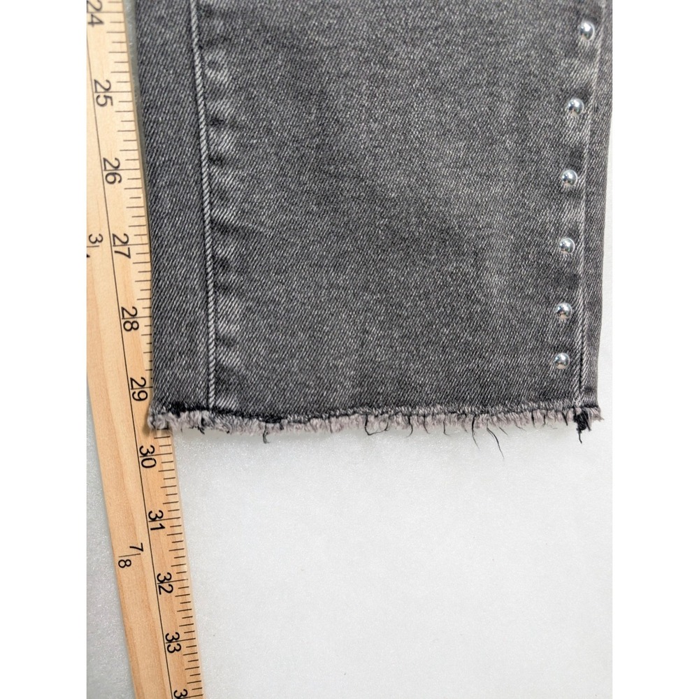 Time and Tru Straight Leg Jeans Women 6 Black Studded Embellished Raw Hem Edgy - Picture 11 of 11